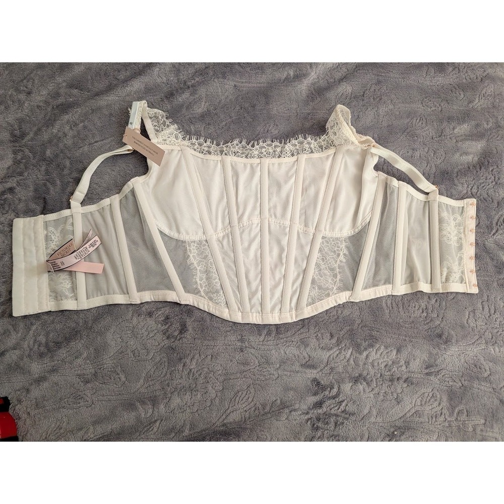 Victorias Secret Dream‎ Angels Lace Corset Bustier Top Ivory White Small-DD NEW - Picture 4 of 7
